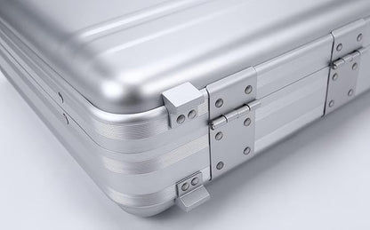 Small Metal Briefcase 16.5X12.6X4.5 Inch TSA Combination Lock Silver Aluminum Toolbox Cash Case 14 Inch Notebook Briefcase with Sponge
