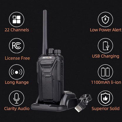 Retevis RT27 Walkie Talkies for Adults Long Range,2 Way Radio Rechargeable,VOX HandsFree,Heavy Duty,Portable FRS Two-way Radios for Commercial Retail Restaurant School(5 Pack)