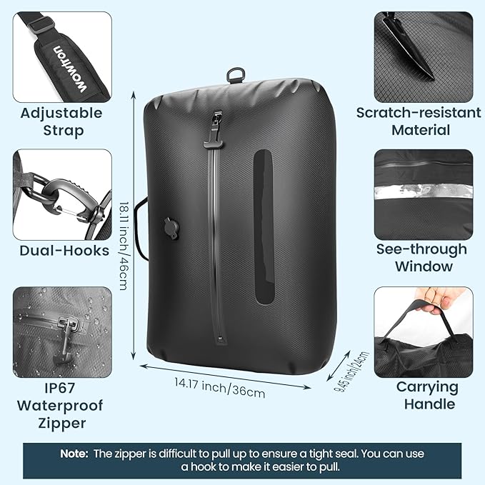 Vacuum Bags for Travel with Pump & Adjustable Strap, 40L Compression Packing Cubes IP67 Waterproof Reusable Travel Space Saver Bags for Carry on Luggage Suitcase Backpack Camping Gym