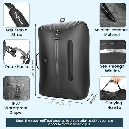 Vacuum Bags for Travel with Pump & Adjustable Strap, 40L Compression Packing Cubes IP67 Waterproof Reusable Travel Space Saver Bags for Carry on Luggage Suitcase Backpack Camping Gym
