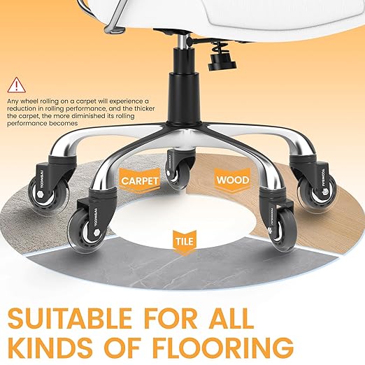 Upgraded,3 Inch Office Desk Chair Wheels Replacement, Computer Gaming Caster for Carpet, Stem 7/16-7/8 Set of 5 for Furniture Hardwood Hard Floors Chair Castors Tile Smooth Safe Quiet Rolling,-1100 LB