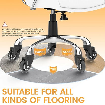 Upgraded,3 Inch Office Desk Chair Wheels Replacement, Computer Gaming Caster for Carpet, Stem 7/16-7/8 Set of 5 for Furniture Hardwood Hard Floors Chair Castors Tile Smooth Safe Quiet Rolling,-1100 LB