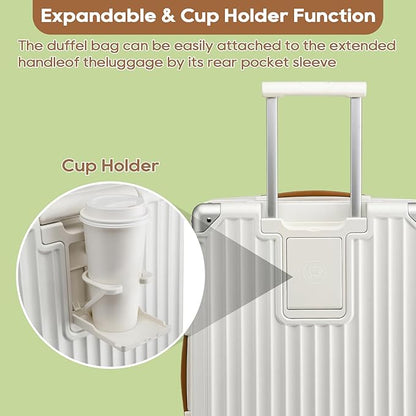 Joyway 5 Piece Luggage Set with Cup Holder, Expandable 25% Capacity, Includes Handbag, Anti Slip Wheels, Hook, Smart Carry On Suitcase for Men and Women, Spinner Travel White