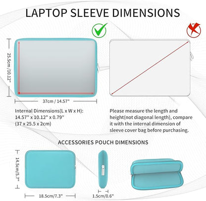 RAINYEAR 16 Inch Laptop Sleeve Protective Soft Case with Accessories Pouch, Specially Compatible with 16" MacBook Pro M1 M2 M3 M4 Pro/Max A2141 A2485 A2780 A2991 A3403 A3186 (Blue, Upgraded Version)