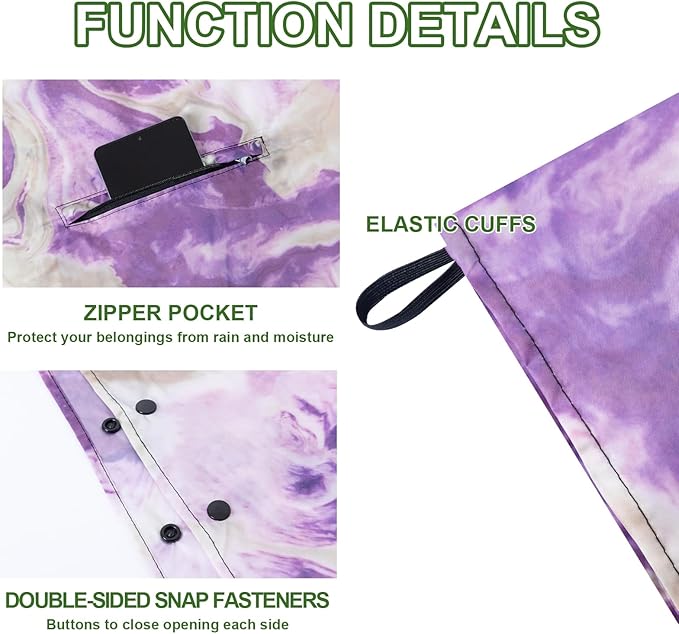 Hooded Rain Ponchos for Adult - Rain Coat and Rain Jacket with Waterproof Pocket and Zipper