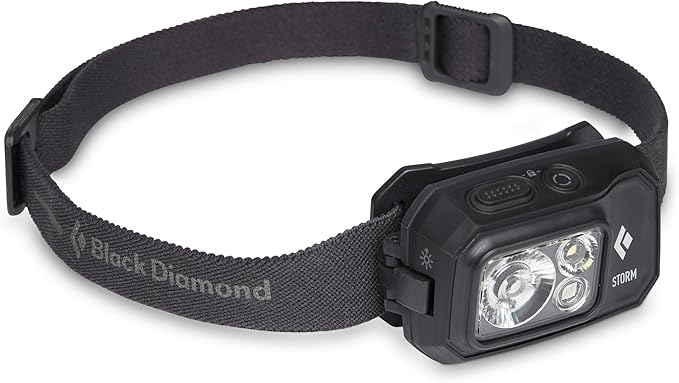 BLACK DIAMOND Storm 450 Headlamp | 450 Lumens Brightness | Waterproof & Dimmable | 3X AAA Battery Operated (Included | Camping, Hiking, Running | Black