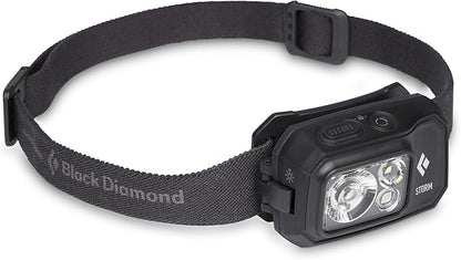 BLACK DIAMOND Storm 450 Headlamp | 450 Lumens Brightness | Waterproof & Dimmable | 3X AAA Battery Operated (Included | Camping, Hiking, Running | Black