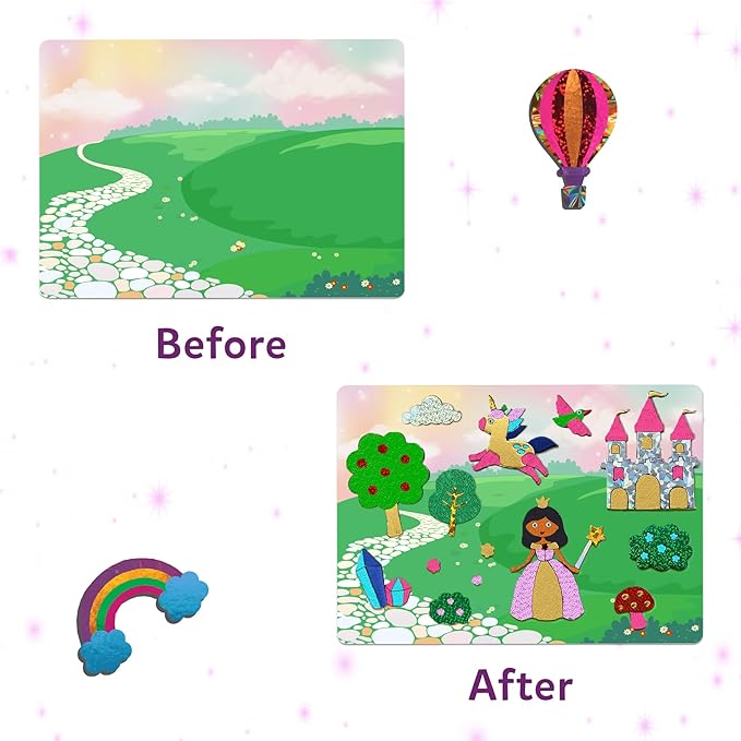 Skillmatics Foil Fun - Unicorns & Princesses, No Mess Art for Kids, Craft Kits & Christmas Fun Supplies, DIY Creative Activity, Travel Toys, Gifts for Ages 4, 5, 6, 7, 8, 9