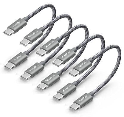 CLEEFUN Short USB C to USB C Cable 60W, USBC to USBC, [5-Pack, 1 ft] Type C to C Charger Cord Fast Charging for iPhone 16 15 Pro Max/Plus, for Samsung Galaxy S24 S23, for iPad/MacBook Pro/Air