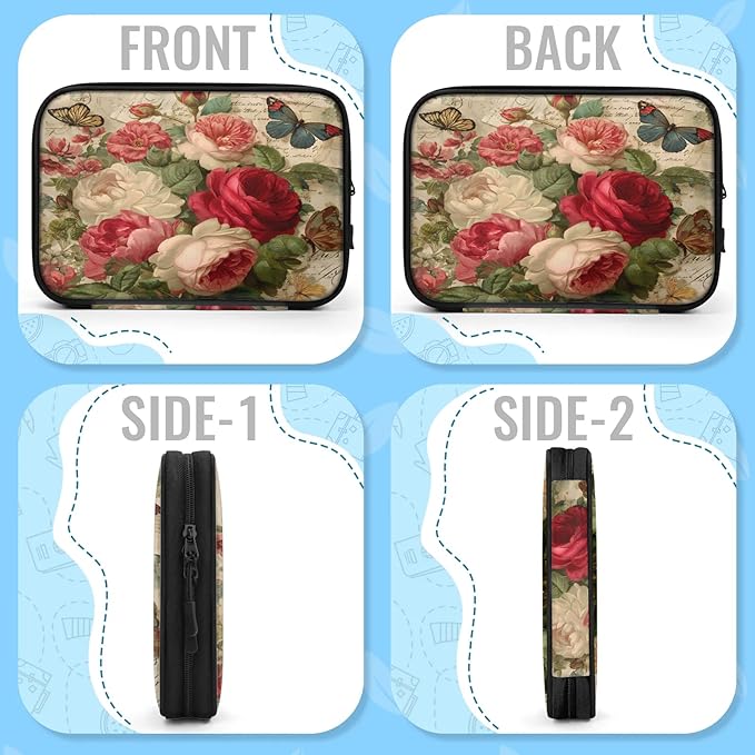 Cable Organizer Vintage Butterfly Roses Electronics Travel Organizer Case Tech Accessories Pouch Waterproof Cord Storage Bag for Power Bank Charger Phone Earphone