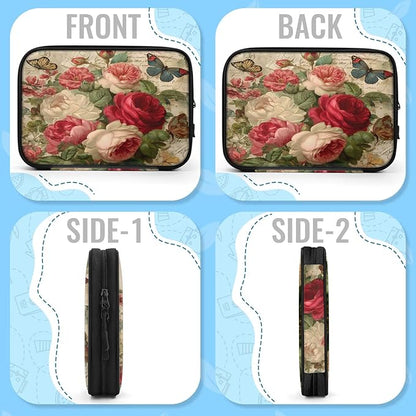 Cable Organizer Vintage Butterfly Roses Electronics Travel Organizer Case Tech Accessories Pouch Waterproof Cord Storage Bag for Power Bank Charger Phone Earphone