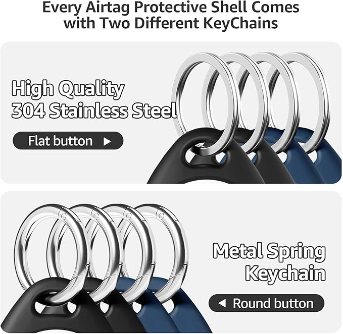 Holder for Air Tags - 4 Pack for AirTags Holder Keychain, Waterproof TPU Shell Protective Case with Keychain, for Air tag Accessories for GPS Item Finder Tracker, Black + Blue