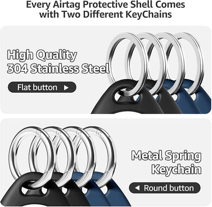 Holder for Air Tags - 4 Pack for AirTags Holder Keychain, Waterproof TPU Shell Protective Case with Keychain, for Air tag Accessories for GPS Item Finder Tracker, Black + Blue