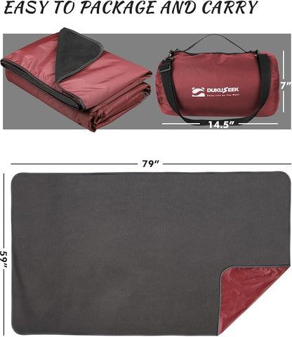 DUKUSEEK Camping Blankets for Cold Weather, Waterproof Blankets for Adult, Large (79x56), Portable, Wearable, Warm for Outdoor Camping, Picnic, Stadium, Sports, Beach, Concerts, Car, Dogs, Travel…