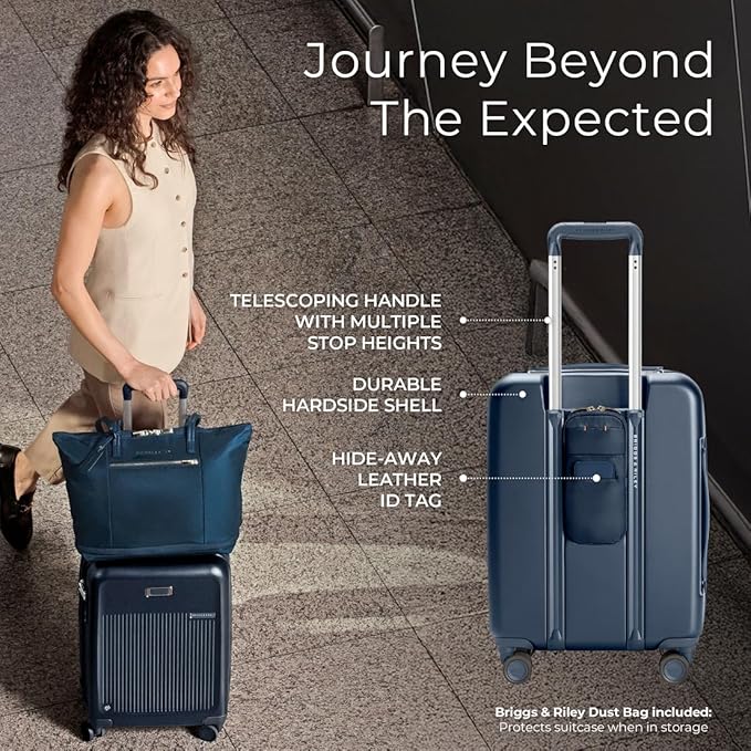 Briggs & Riley 21" Global Carry On Expandable Spinner - Luggage for Travel, Suitcases with Wheels, Hardside Rolling Bag for Men & Women, Self-Repairing Zipper - Sympatico Collection, Navy