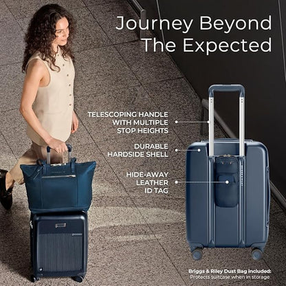 Briggs & Riley 21" Global Carry On Expandable Spinner - Luggage for Travel, Suitcases with Wheels, Hardside Rolling Bag for Men & Women, Self-Repairing Zipper - Sympatico Collection, Navy