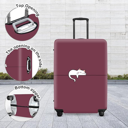 Cute Kitty Pattern Luggage Cover, Washable Suitcase Protector Simple Tiny Cat Design Anti-scratch for 32",34"Bag