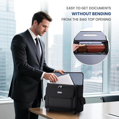 Rolling Laptop Bag 15.6 Inch Water Resistant Rolling Laptop Briefcase on Wheels Computer Bag Laptop Case for Work Travel Business Men Women, Black,New