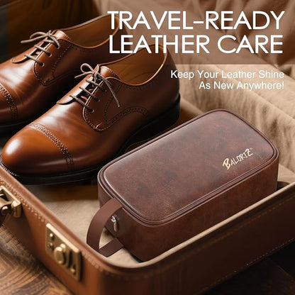 Shoe Shine Kit For Men & Women, 13Pcs Leather Shoe Polish Kit Christmas Gifts with Shoe Polish, Mink Oil, Horsehair Brush for Leather Boot Shoe Care Kit Mens Dad Birthday Gifts Ideas