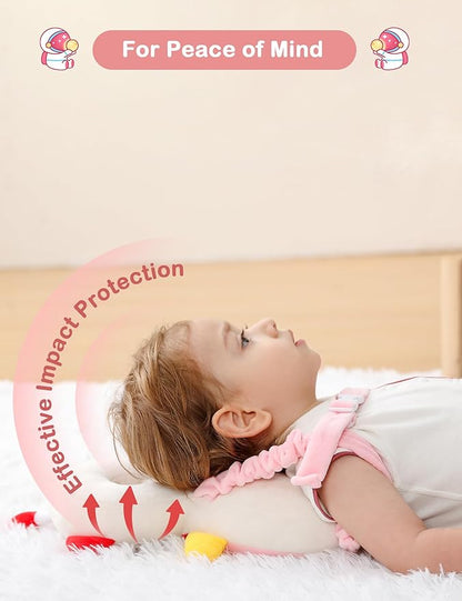 JunNeng Baby Head Protector Backpack, Toddler Walking Fall Head Protection, Robot Pink
