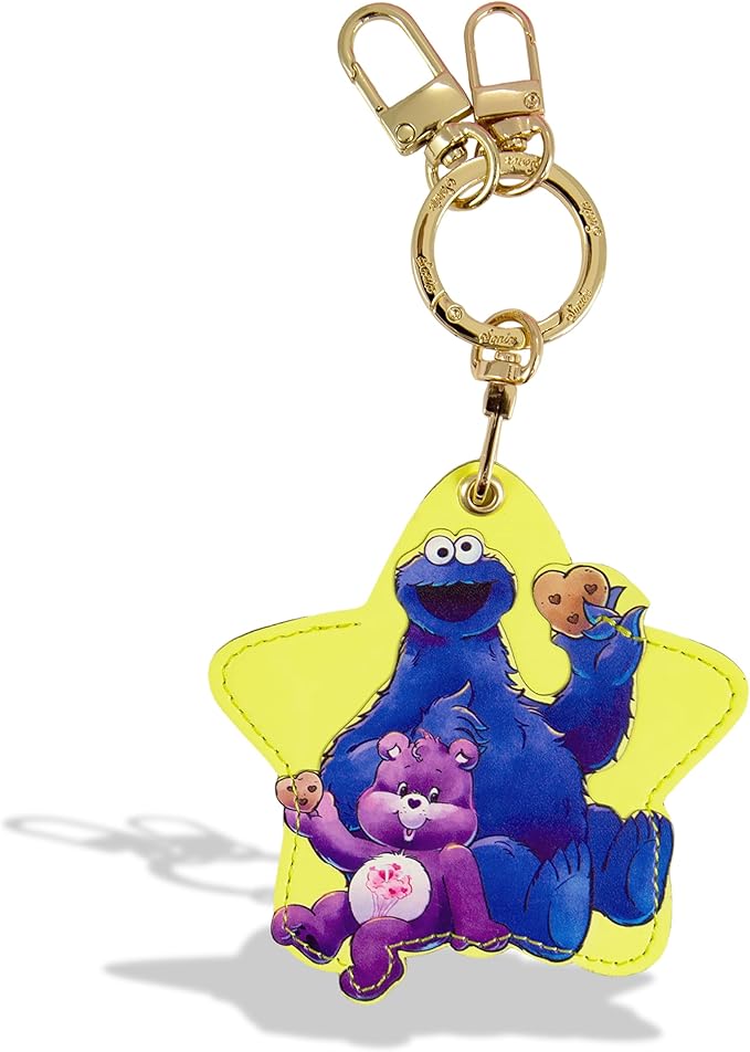Sonix x Care Bears x Sesame Street Keychain Case Compatible with Apple AirTag | Protective AirTag Cover Keychain Charm | Purple | Share Bear & Cookie Monster