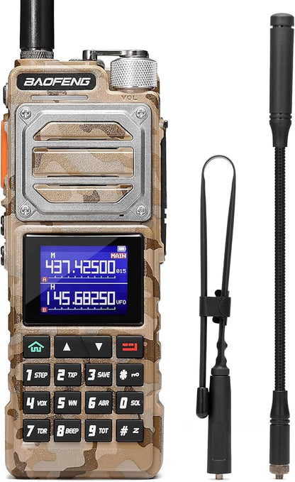 BAOFENG UV-25 10W Dual Band Ham Handheld Radio, Tri-Power, UHF VHF FM Airband NOAA Receiver with 5200mAh Battery USB-C Port, 999CH, Tactical Two Way Radio for Adults, Chirp Compatible, Coyote Brown