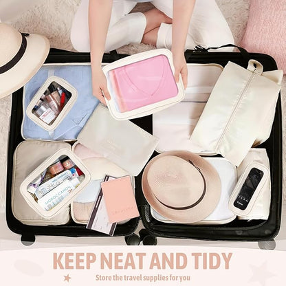 5PCS Diaper Bag Organizer Pouch Set, TSA Approved Toiletry Bag，Clear Waterproof TPU Makeup Bag Set Travel Organizer Bags for Women and Kids Christmas Gift