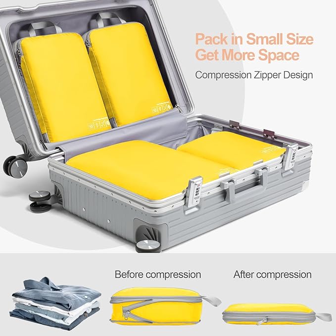 Cambond Compression Packing Cubes for Travel Women - Expandable Travel Bags Luggage Organizers Travel Essentials Compression Cubes for Travel Carry on Suitcases Organizer