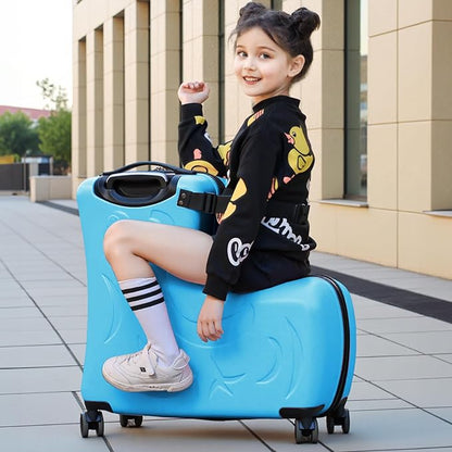 N-A Kids Ride On Suitcase with Wheels, Scooter Luggage for Toddlers Travel, Durable Children's Suitcase for Boys & Girls Ages 2-13 Years,20"