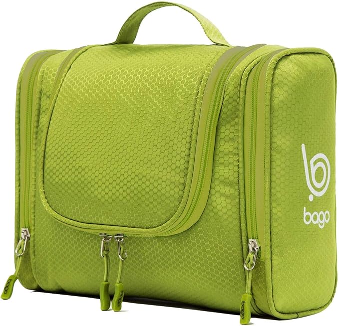 Bago Travel Toiletry Bag for Women and Men X-Large Waterproof Hanging Large Toiletry Bag for Bathroom and Travel Bag for Toiletries Organizer - Makeup Bag (Green)