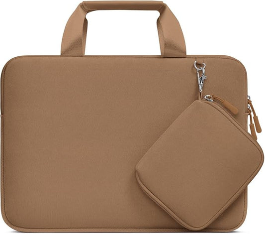 MOSISO Laptop Case 13.3 inch, 13-13.3 inch Laptop Sleeve Bag Compatible with MacBook Air/Pro 13 / Pro 14, HP Dell ASUS, Neoprene Carrying Computer Bag with Handle&Detachable Small Case, Mocha