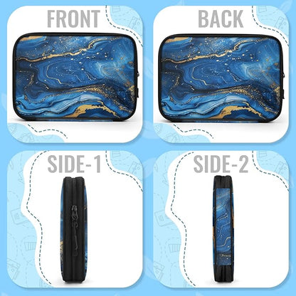 Cable Organizer Travel Blue Swirls Marble Electronics Tech Accessories Carry Pouch Waterproof Large Cord Organizer Case for Power Bank Charger Phone Earphone