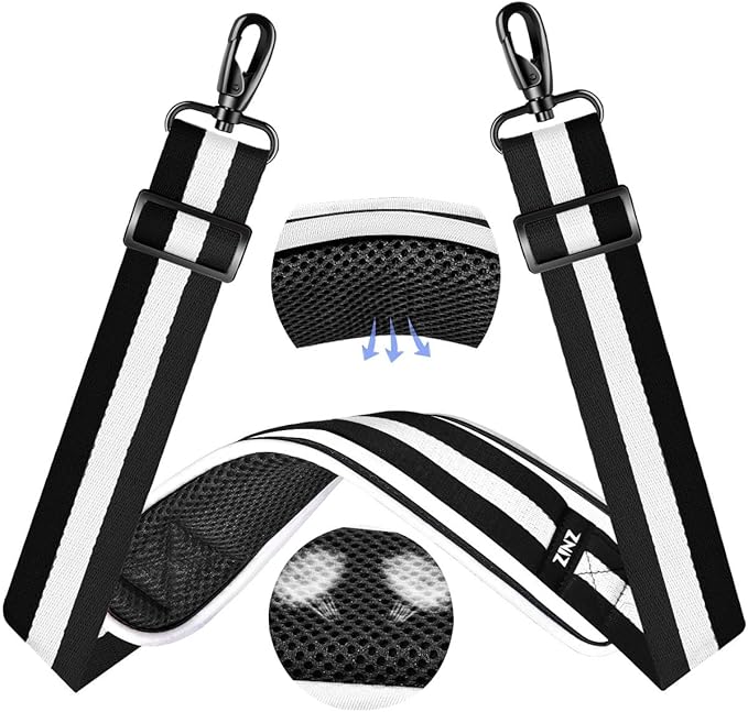 ZINZ 60" Universal Bag Strap with Ultra-Thick Fixed Breathable Pad Adjustable Heavy-Duty Shoulder Strap for Laptop Bag Crossbody Luggage Gym Bag Camera Bag and More -TW01B03