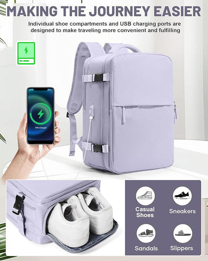 Vacuum Backpack With Pump Large Travel Laptop Backpacks For Women Men Carry On Backpack Vacpack Backpacks With Vacuum Compression Purple