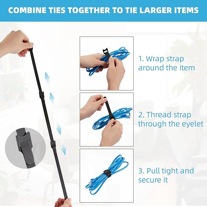 12 Inch Multi-Colour Cable Ties 50 PCS Reusable Fastening Cable Straps Adjustable Hook & Loop Organizer Straps Cords Management for Home, Office and Data Centers