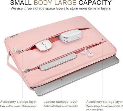 Voova 13 13.6 Inch Laptop Sleeve Case Compatible with MacBook Air 13 M1/M2/M3/M4 2020-2025, MacBook Pro 13/14, IPad Air/Pro 13, Waterproof Slim Computer Bag Cover with Handle, Sakura Pink