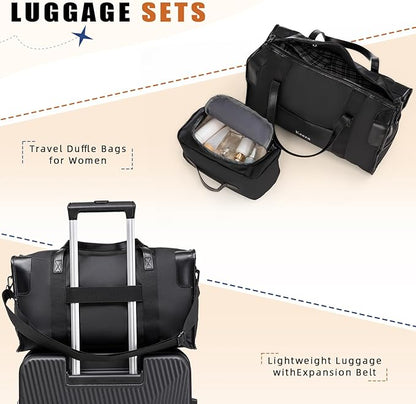 Expandable Carry on Luggage Sets,Suitcases with Detachable Wheels Hardshell 22x14x9 Airline Approved,Lightweight Luggage Set with TSA Lock,Carry on Suitcase