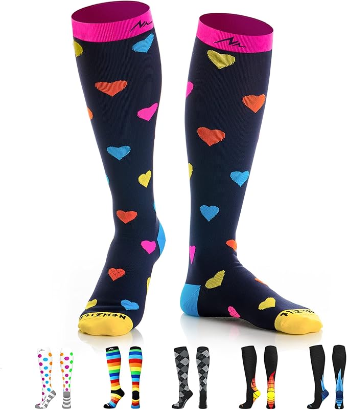 NEWZILL Medical Compression Socks for Women & Men, 20-30 mmHg Knee-High Support for Circulation, All-Day Comfort for Work Travel Running Cycling and Fitness