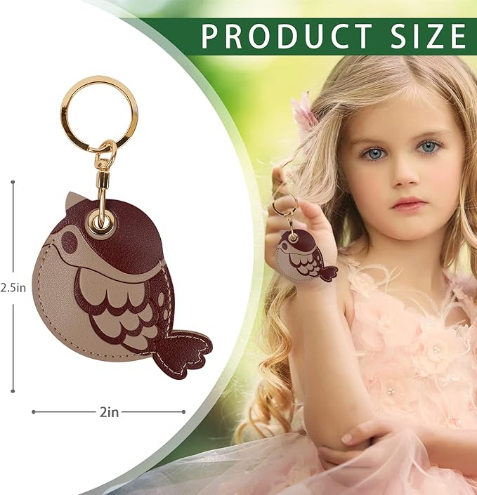 Leather Keychain Case Holder Compatible with Apple AirTag, GPS Airtag Keychain Finder Tracker with Key Ring, Anti-Scratch Protective Air Tag Cover