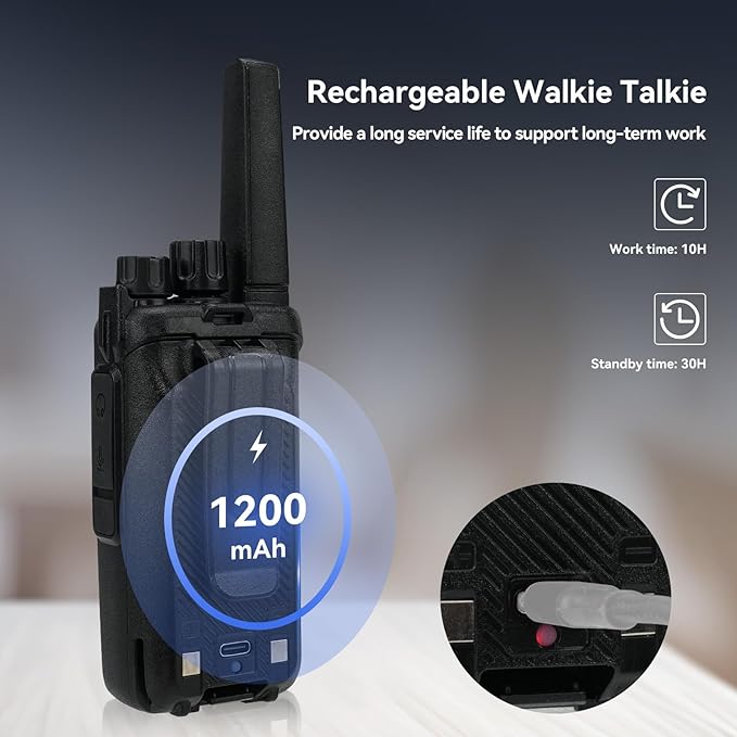Retevis RT68H Walkie Talkies for Adults Long Range,Portable FRS Two-Way Radios Rechargeable,Intuitive,Channel Power Display, with 6 Way Multi Charger,Hands Free Walkie Talkies with Earpiece (6 Pack)
