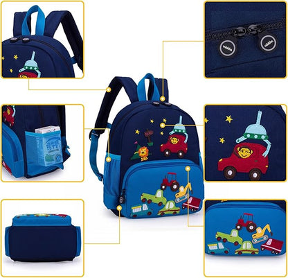 willikiva Cute Zoo Little 3d Backpack Kids Backpack for Boys and Girls Toddler Backpack Waterproof Preschool (Blue Car)