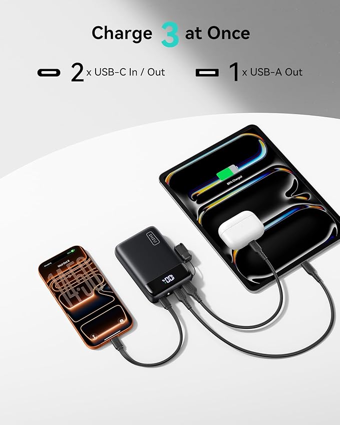 INIU Portable Charger, Smallest 22.5W 20000mAh USB C in & Out Power Bank Fast Charging, PD 3.0+QC 4.0 LED Display Phone Battery Pack Compatible with iPhone 17 16 15 14 Pro Samsung S24 Google iPad etc