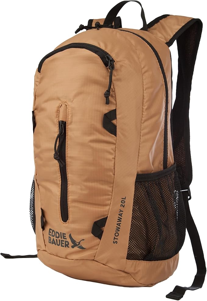 Eddie Bauer Stowaway Packable 20L Backpack-Made from Ripstop Polyester, Tobacco, One Size