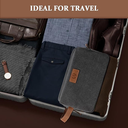 Janhavi Waterproof Makeup Bag, Travel size Toiletries Bag, Men's Accessories Case, Personalized Laser Engraved Initials & Wheat Ear, Travel Bags for Men, boyfriends Gift Box Men(Dark Grey W)