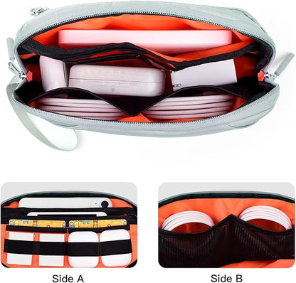 Cable Organizer Bag, Slim Charger Organizer Pouch Case for Travel Accessories/Airplane Essentials/Electronics Tech Gadgets (Green)