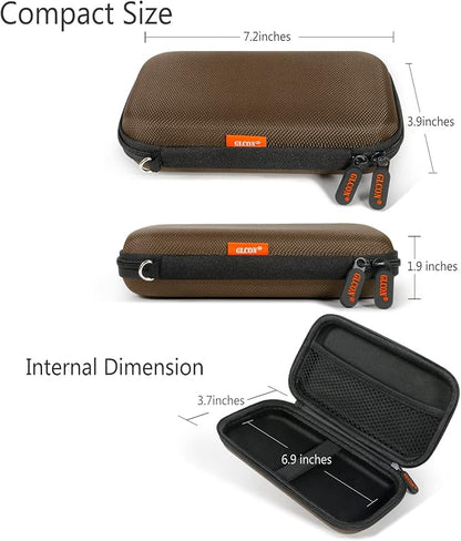 GLCON Electronic Case Travel Cord Organizer Shockproof EVA Hard Carrying Case for Power Bank, Hard Drive, USB Flash Drive, Charger - Portable Small Storage Pouch Bag - Brown