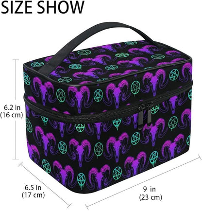 Makeup Bags, Goth Skull Makeup Organizer Bags Toiletry Bag Box Travel Cosmetic Bag Make Up Train Case for Women Teen Girl Ladies