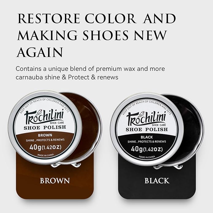 Shoe Polish Kit 13PC Shoe Shine Leather Boot Shoe Care Set Mink Oil Brushes and More for Gentle Care Cleaning