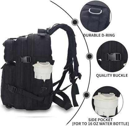 25L Tactical Backpack for Men and Women Military Backpack Small Assault Pack Molle Backpack Bug Out Bag Travel Rucksack Daypack (Black)