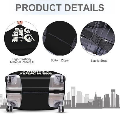 ANNA QUEEN Funny “Don’t Touch Me” Luggage Cover, Bold Black Suitcase Protector with Angry Eyes Design, Stretchable, Washable Travel Cover for 20-22 Inch Luggage